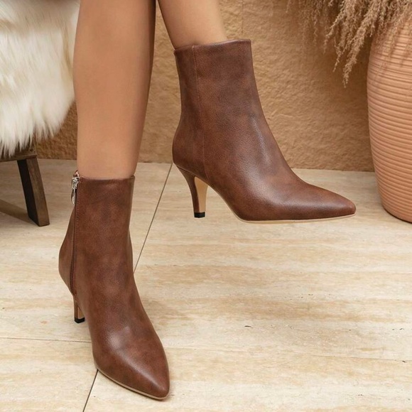 Women's New Versatile Warm Sexy Elegant Pointed Toe Ankle Boot - Picture 4 of 4